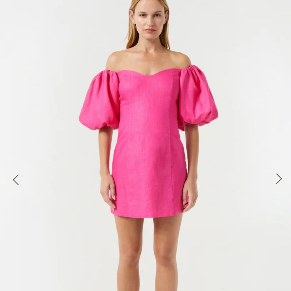 Rhode Linen Dali Dress - Hot Pink - Size 8